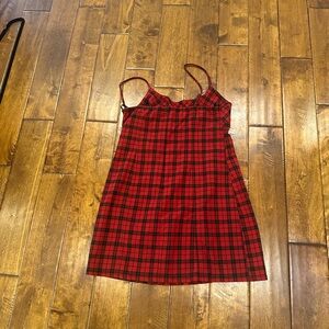 wild fable Red Plaid Spaghetti Strap Mini Dress